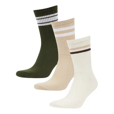 DEFACTO Men's Comfortable Elastic 3-Pack Cotton Long Socks