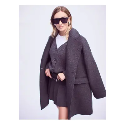 Koton Şahika Ercümen X Cotton - Double Breasted Buttoned Cachet Coat