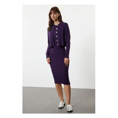 Trendyol Purple Midi Knitwear Basic Cardigan Dress