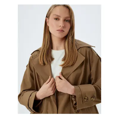 Koton Pocket Double Breasted Short Trench Coat