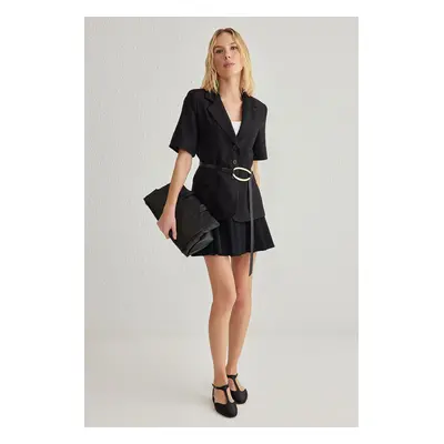 Trendyol Black Short Sleeve Beltless Woven Blazer Jacket