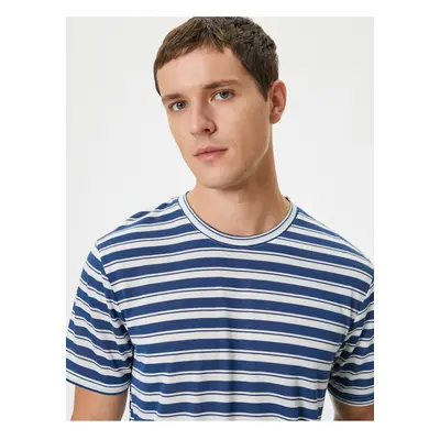 Koton Crew Neck Short Sleeve Viscose Blend Striped T-Shirt