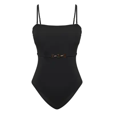 Trendyol Black Strapless Accessorized Swimsuit