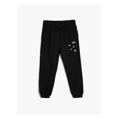 Koton Basic Jogger Sweatpants with Print Detail, Tie Waist and Pocket