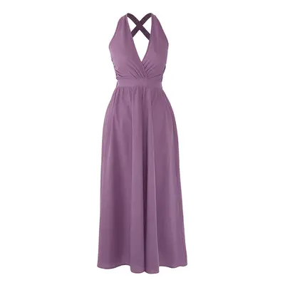 Trendyol Purple*007 Plain Regular Midi Woven 100% Cotton Dress