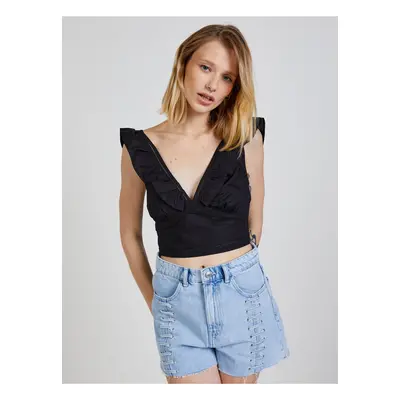 Černý dámský cropped top s volány TALLY WEiJL - Dámské