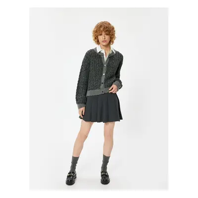 Koton Hair Knit Textured Buttoned Long Sleeve Knitwear Cardigan