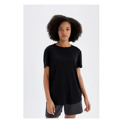 DeFactoFit Oversize Wide Pattern Crew Neck Sports Modal Short Sleeve T-Shirt