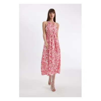 DEFACTO Barbell Neck Patterned Sleeveless Maxi Dress