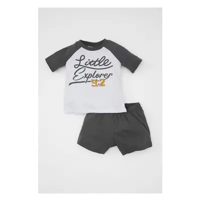 DEFACTO Baby Boy 2-Piece Set Printed Short Sleeve T-Shirt Shorts