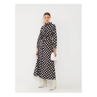 LC Waikiki Polka Dot Long Sleeve Poplin Women's Shirt Dress