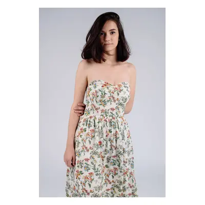 Tommy Jeans Dress - TJW HAWAII PRINT BANDEAU DRESS cream