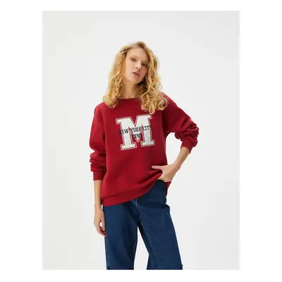 Koton College Oversize Sweatshirt Applique Detailed Crew Neck Long Sleeve