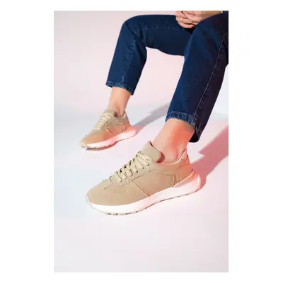 LuviShoes RAFAEL Beige Denim Women's Sports Sneaker