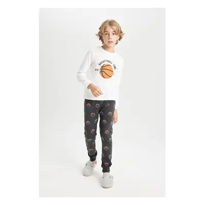 DEFACTO Boy's Pajama Set Printed Long Sleeve Top Long Bottom