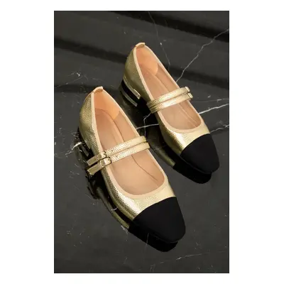 Soho Gold-Black Women's Ballerina