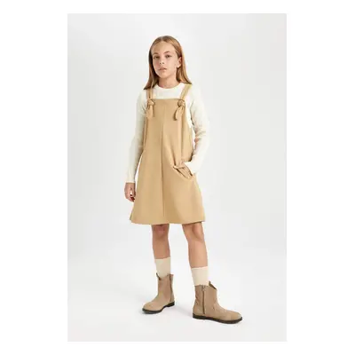 DEFACTO Girl's Pocketed Overall Dress