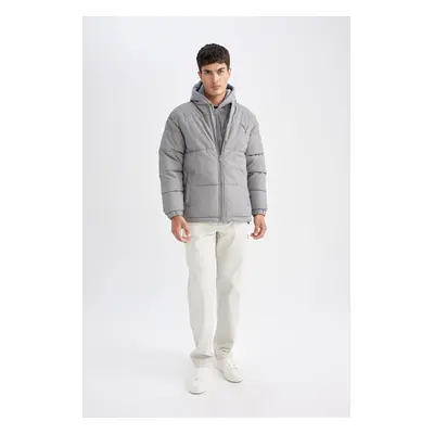 DEFACTO Puffer Jacket Hooded Zippered Pocket