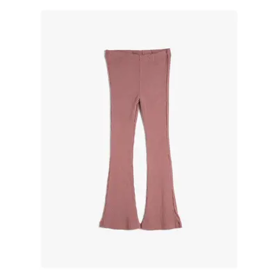 Koton Flared Leg Trousers Ribbed Elastic Waist