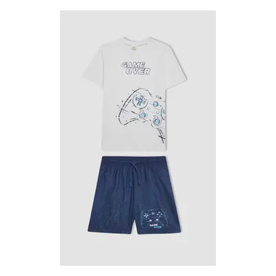 DEFACTO Boy 2-Piece Set Printed Short Sleeve T-Shirt Swim Shorts