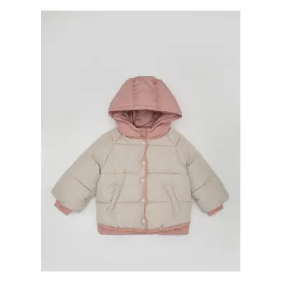 DEFACTO Baby Girl Water Repellent Ribbed Sleeve Buttoned Hooded Puffer Coat