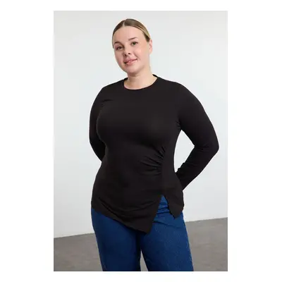 Trendyol Curve Black Bodycone Knitted Plus Size Blouse