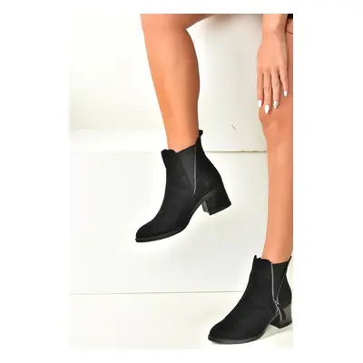 Fox Shoes Women's Black Suede Low Heeled Daily Boots