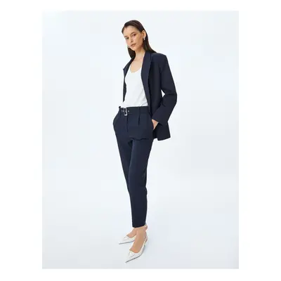 Koton Belted High Waist Cigarette Fabric Trousers with Pockets