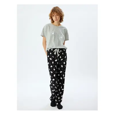 Koton Pajama Set Printed Short Sleeve T-Shirt and Bottoms