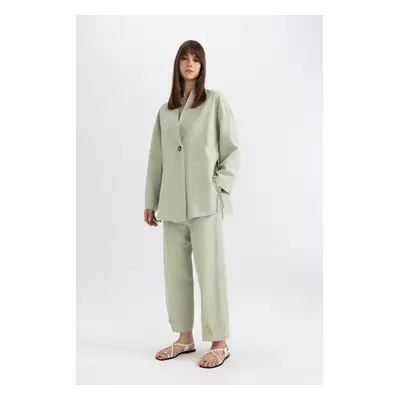 DEFACTO Linen Blend Basic Plain Harem Trousers