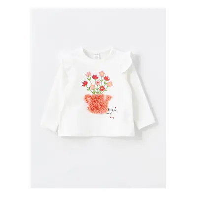 LC Waikiki LCW baby Crew Neck Long Sleeve Floral Baby Girl T-Shirt