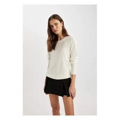 DEFACTO Regular Fit Soft Texture Crew Neck Basic Plain Knitwear Sweater