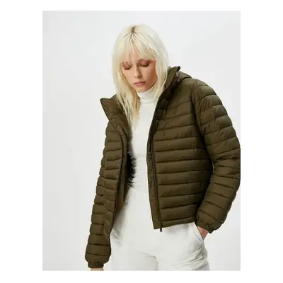 Koton Short Puffer Jacket Hooded Zippered Elastic Sleeves