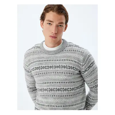 Koton Crew Neck Patterned Knitwear Sweater