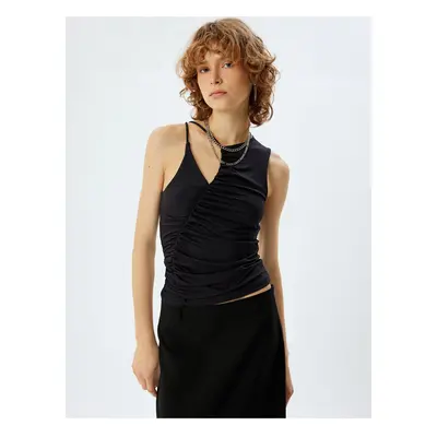 Koton Sleeveless Top Draped Window Detail Slim Fit