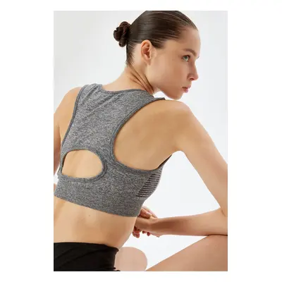 Koton Sports Bra U Neck Slim Fit Back Detail Flecked