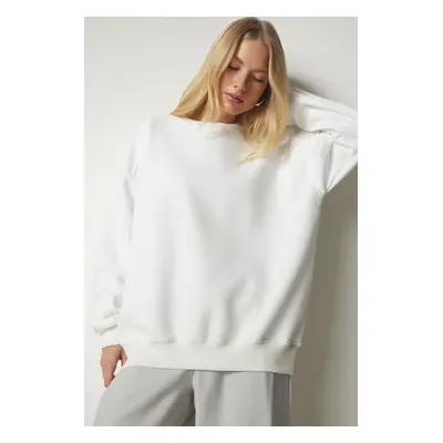 Happiness İstanbul Women's Ecru Raised Oversize Sweatshirt