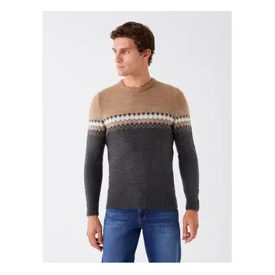 LC Waikiki Crew Neck Long Sleeve Patterned Men's Knitwear Sweater