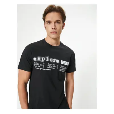 Koton Slogan Printed T-Shirt Crew Neck Short Sleeve