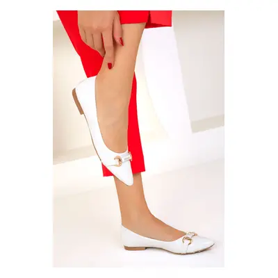 Soho White Patent Leather Women's Ballerinas