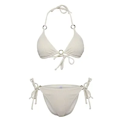 Trendyol Beige*St Plain Triangle Low Waist Bikini Set with Accessories