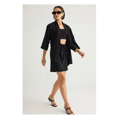 Trendyol Black Oversized Jacket and Shorts Bottom and Top Set Woven Bottom-Top Set