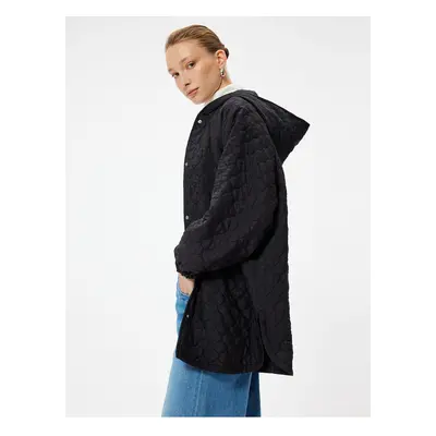 Koton Hooded Pocketed Buttoned Quilted Oversize Coat