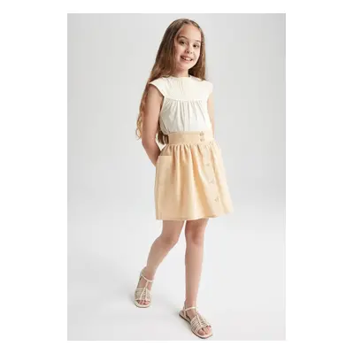 DEFACTO Girl's Cotton Buttoned Skirt