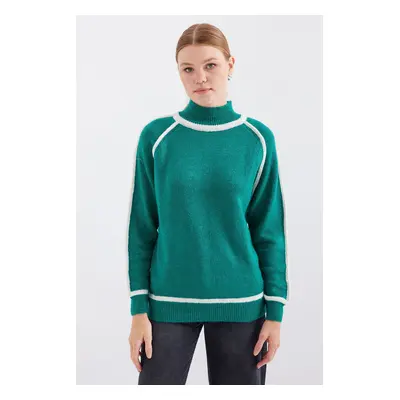 Bigdart Striped Oversize Knitwear Sweater - Emerald Green