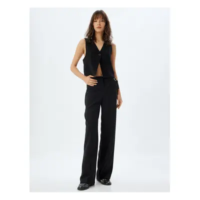 Koton Fabric Trousers High Waist Fillet Pocket