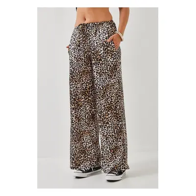 Bianco Lucci Women's Leopard Print Elastic Waist Trousers