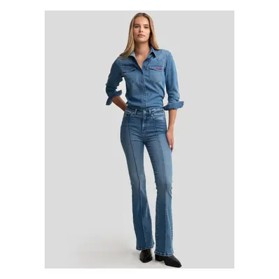 Big Star Woman's Flare Trousers Denim 464 Denim