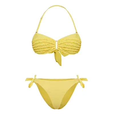 Trendyol Yellow*001 Plain Strapless Normal Waist Bikini Set