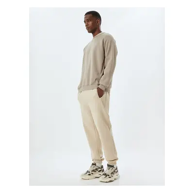 Koton Sweatpants with Laced Waist, Stitched Detail, Pocket, Cotton Blend, Elasticated Legs, Rais